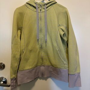 GAP Striped Chartreuse & Gray Hoodie